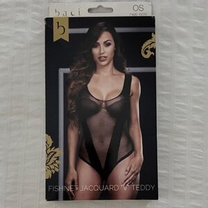 Baci Fishnet Jacquard Teddy